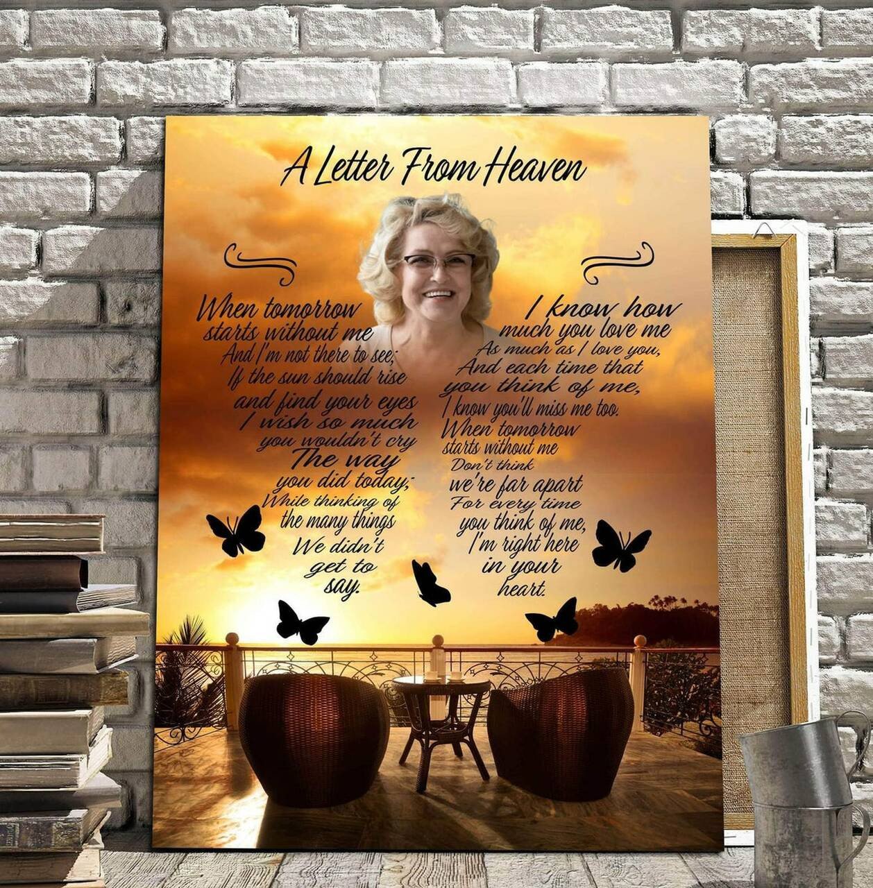 Letter from Heaven Custom Picture Mom Memorial Canvas, In loving memory missing mother Wall Art