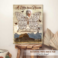Thumbnail for Letter from Heaven Custom Picture Mom Memorial Canvas, In loving memory missing mother Wall Art