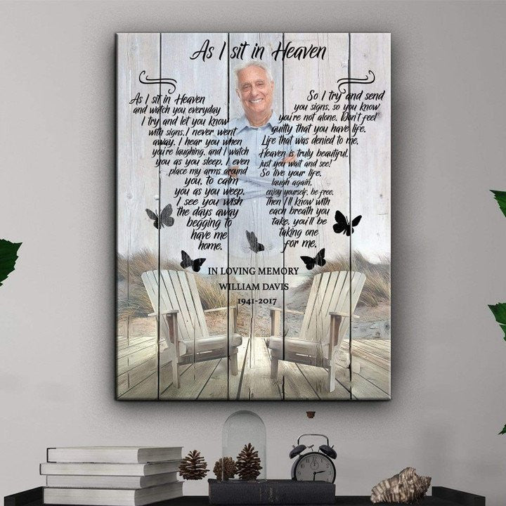 Gift for friends Mom passing away Memorial Canvas, A Letter from Heaven Canvas custom Mom picture Wall Art