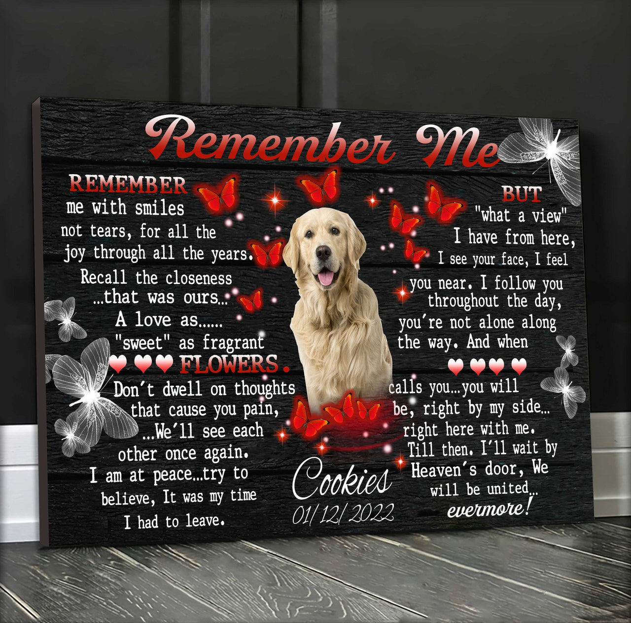 Customized Memorial gifts for loss Pet, Memorial Canvas, Remembarance Gifts for Dog in heaven Wall Art