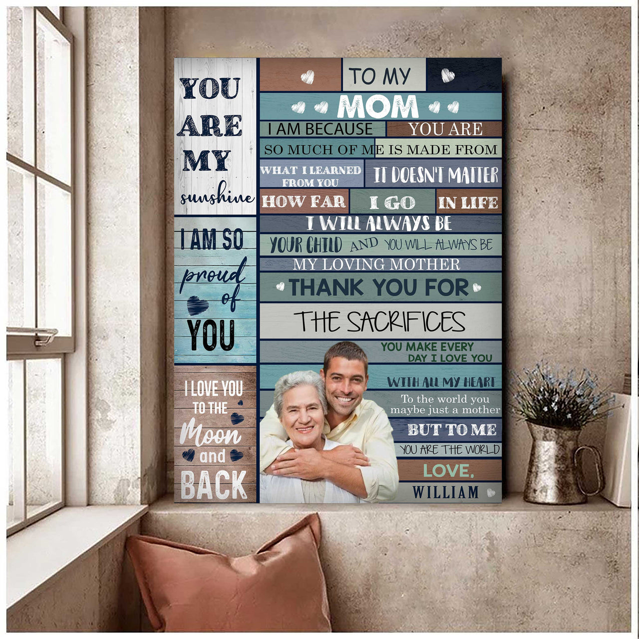 Custom Photo Mother in Law Gift from Daughter in Law, Mother's Day Canvas Living Room Wall Art