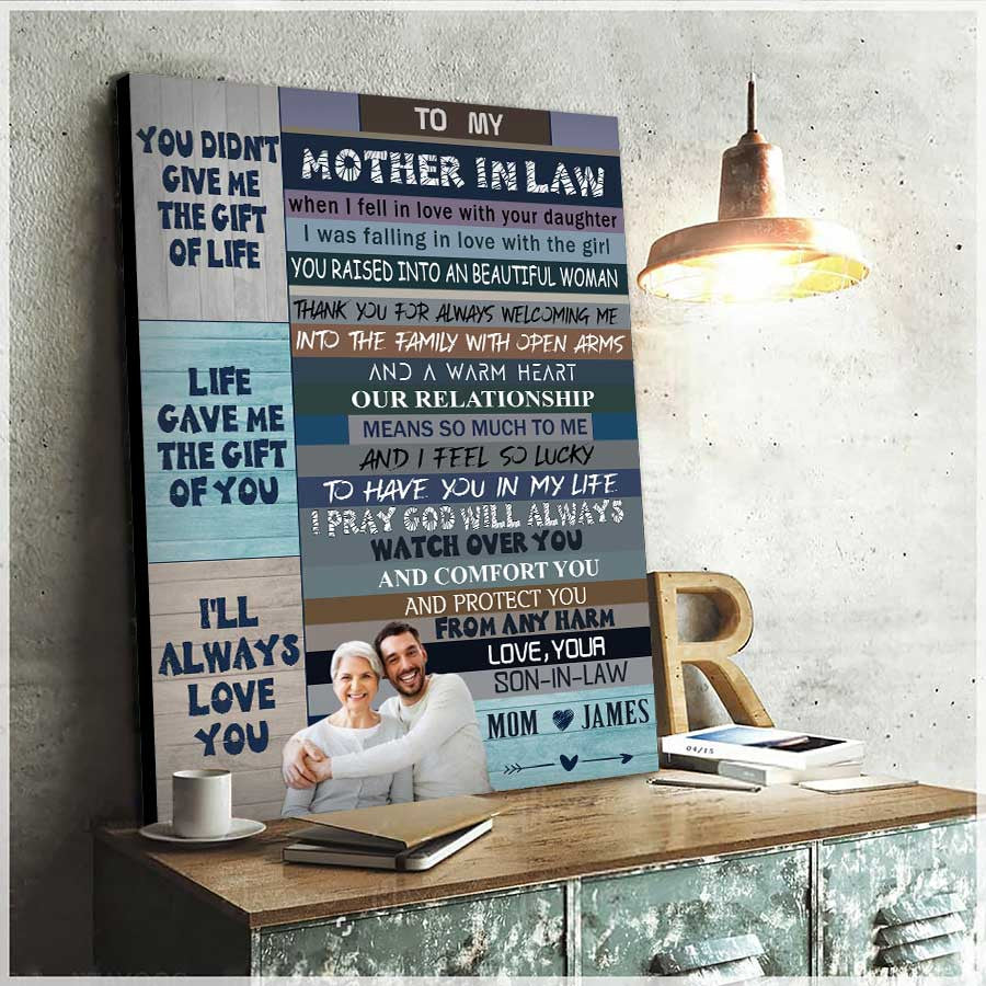 Custom Photo Mother in Law Gift from Daughter in Law, Mother's Day Canvas Living Room Wall Art