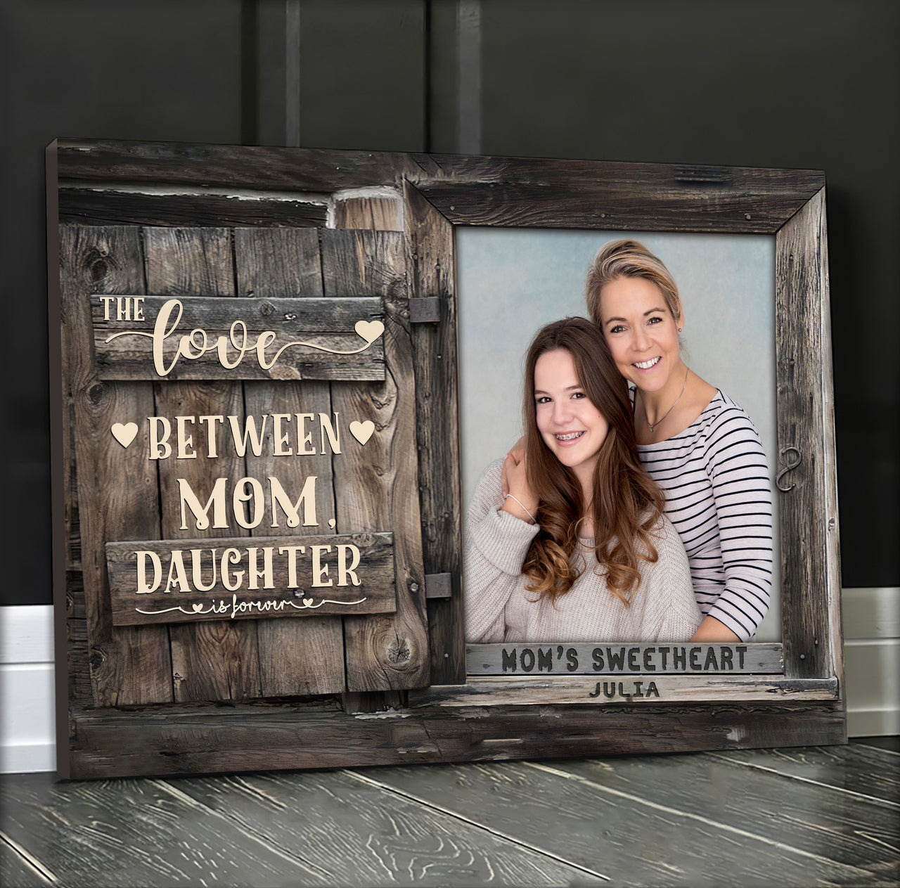 Custom Photo Gift for Mom from Daughters Canvas, Love between Mom and Daughters is forever Bedroom Wall Art