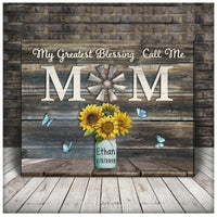 Thumbnail for Personalized Gift For Mom, Mother Canvas, Sunflowers My Greatest Blessings Call Me Mom Wall Art Canvas