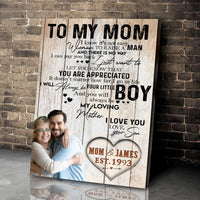 Thumbnail for Custom Photo Single Mother, Single Mom Canvas Wall Art from Son and Daughter Living Room Decor