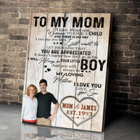 Thumbnail for Personalized Photo Single Mom, Single Mother Canvas, Mom and Son Living Room Wall Art