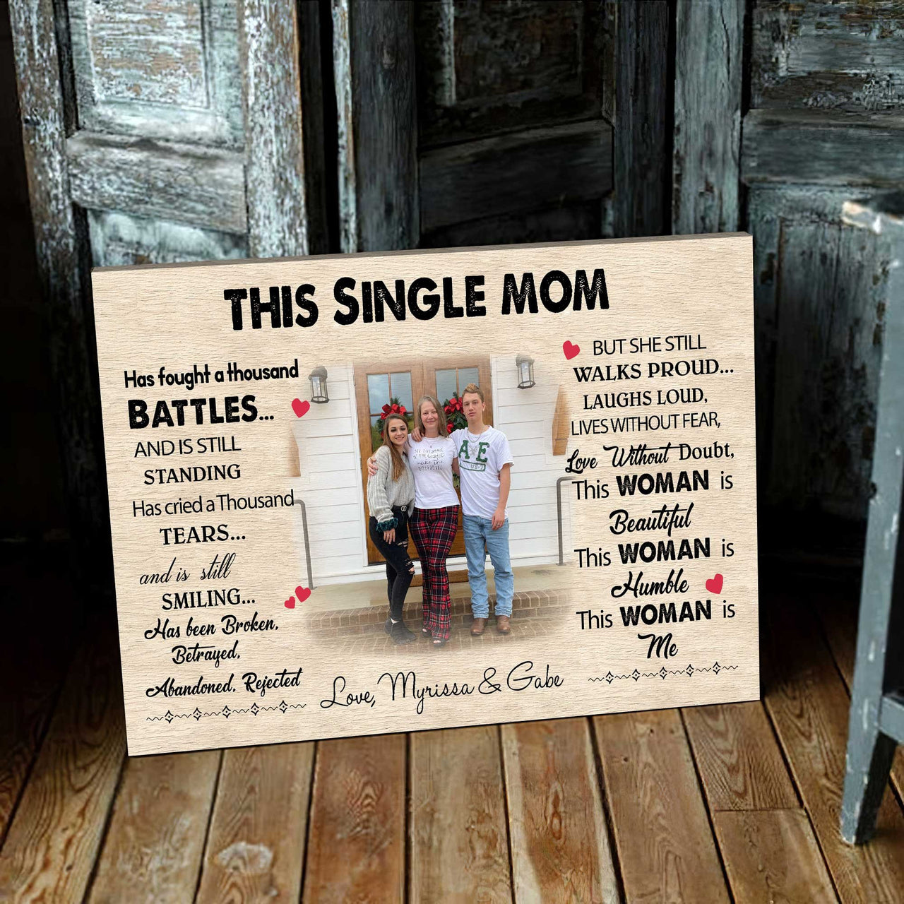 Customized Photo Single Mom and Daughter, Single Mother Canvas, Always be your little Girl Wall Art