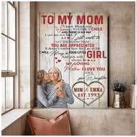 Thumbnail for Customized Photo Single Mom and Daughter, Single Mother Canvas, Always be your little Girl Wall Art