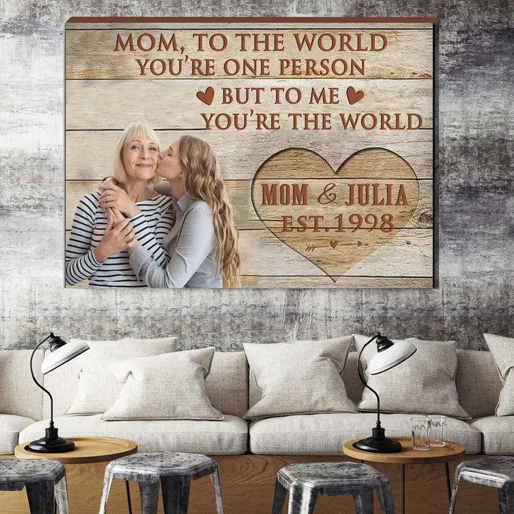 Personalized Mom Canvas with Names & Pictures Change, to My Mom Gift from Daughter Son