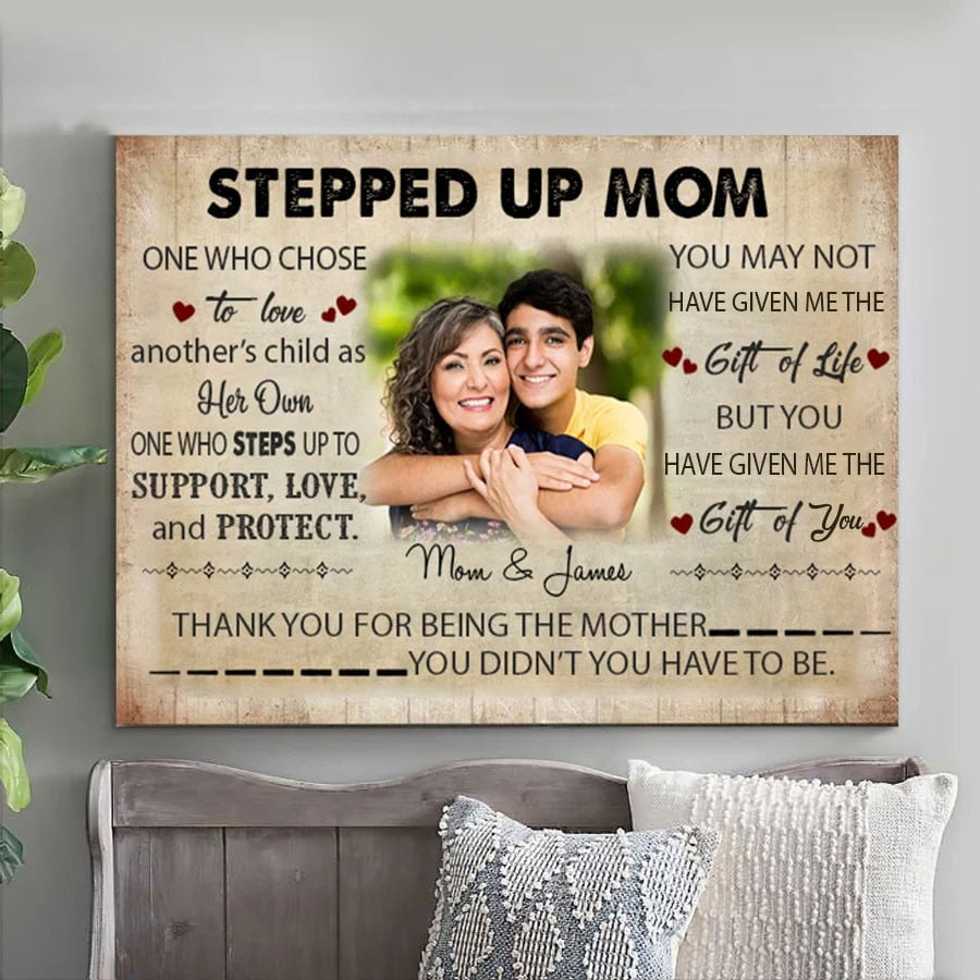 Custom Stepmom Picture Canvas, Stepmother Canvas Gift from Stepson Mother's Day Canvas