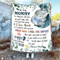 Thumbnail for Personalized Elephant First Mother's Day Blanket, To my Mommy Throw Blanket with Son Fleece Blanket from Newborn