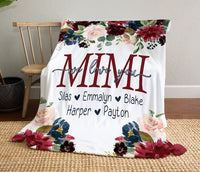 Thumbnail for Personalized Mimi Blanket Flower Art Fleece Blanket for Grandma with Grandkids Sherpa Blanket