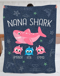 Thumbnail for Personalized Grandma Shark Blanket, Nana Shark Blanket with Grandkids Names for Grandma