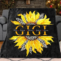 Thumbnail for Nana Sunflowers Blanket with Grandkids Fleece Blanket for Mothers Day Sherpa Blanket
