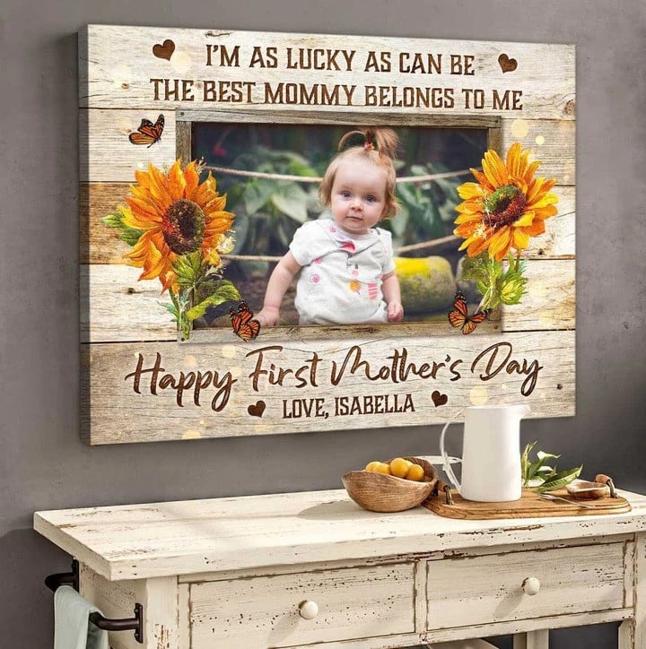First Mothers Day Gift, New Mom Gifts, Custom Photo Mother's Day Canvas for Milky Mama Bedroom Wall Art