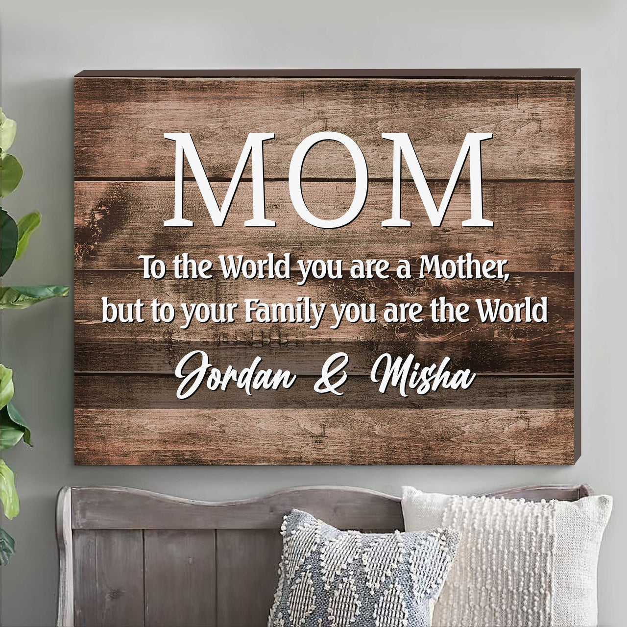 Customized Mom To the world you are a Mother Wall Art, Gift for Mom Canvas Prints