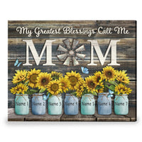 Thumbnail for Personalized Gift For Mom, Sunflowers My Greatest Blessings Call Me Mom Wall Art Canvas