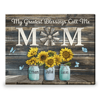 Thumbnail for Personalized Gift For Mom, Sunflowers My Greatest Blessings Call Me Mom Wall Art Canvas