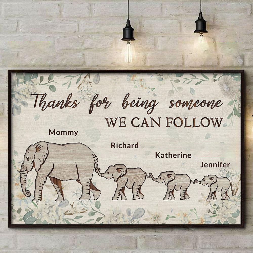 Personalized Elephant Mom Wall Art, Mom and Daughter, Son, Elephant Lovers Canvas Prints