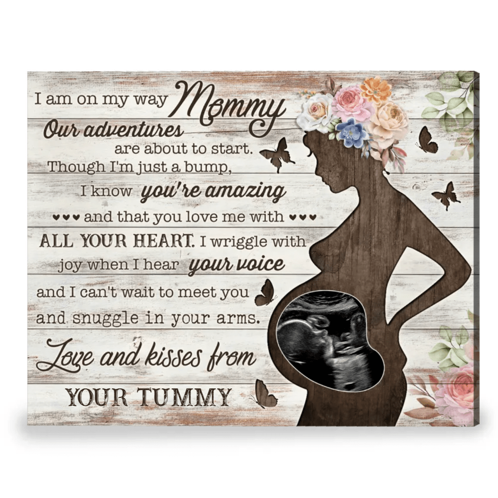 Mothers Day Gift for Expecting Mother, 1st Mother's Day Gifts from Bump, I  Can't Wait To Meet You Mommy Baby Ultrasound Canvas Print - Best