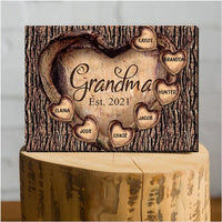 Thumbnail for Personalized Grandma Heat Tree Shaped Canvas Prints for Mother's Day, Grandma and Grandkid Wall Art