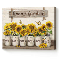 Thumbnail for Personalized Sunflowers Grandma’s Garden Wall Art Canvas with Grandkids Names