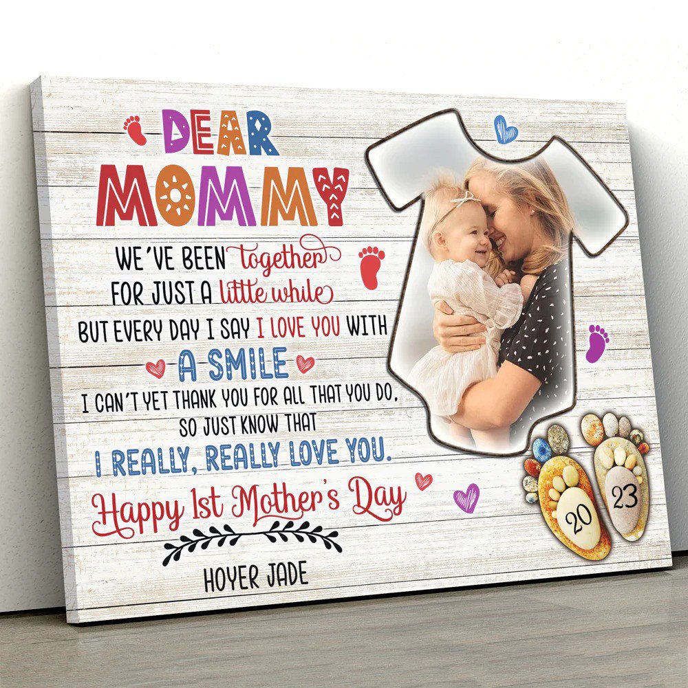 First Mother's Day 2023, Custom Photo Mom and Baby. Mom and Kid Canvas Wall Art