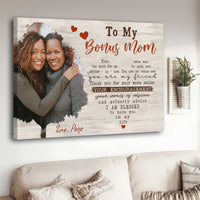 Thumbnail for Custom Photo Bonus Mom Although We Aren't Related Through DNA Wall Art Canvas for Mom