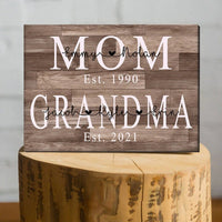 Thumbnail for Personalized Mom Est Grandma Est Canvas Prints with Grandkids, Gift for Mom