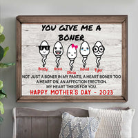 Thumbnail for Wife Girlfriend Gift, You Give Me A Boner - Affection Erection Funny Mother's Day Canvas for Bedroom, Gift from Husband