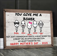 Thumbnail for Wife Girlfriend Gift, You Give Me A Boner - Affection Erection Funny Mother's Day Canvas for Bedroom, Gift from Husband