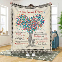 Thumbnail for Funny Bonus Mom Throw Blanket, Tree Heart Art, Not DNA Flesh or Blood Fleece Blanket from Bonus Daughter