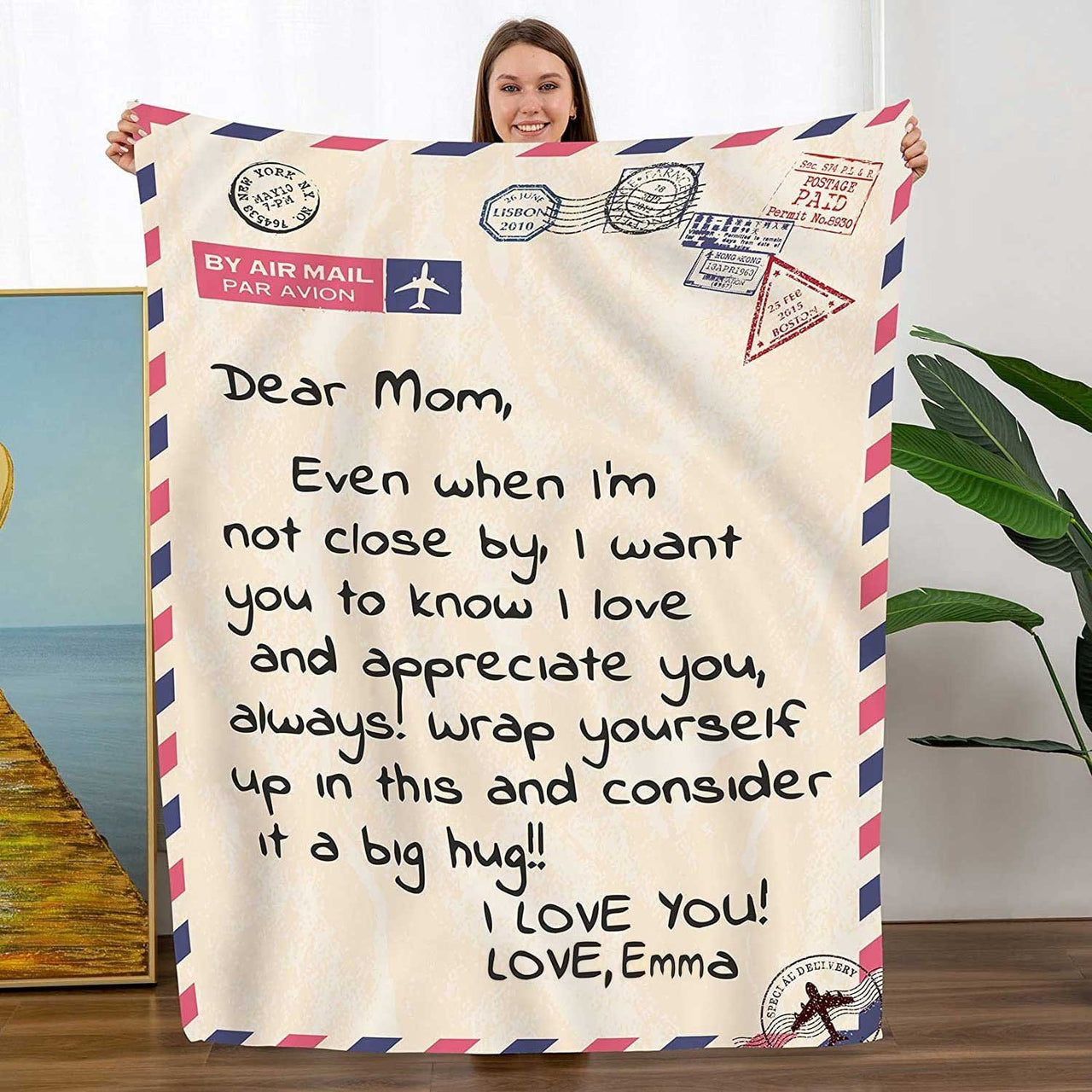 Mother Day Blanket Gift for Mom, Letter Blanket Long Distance - Even When I'm not close by, Gift from Daughter, Son