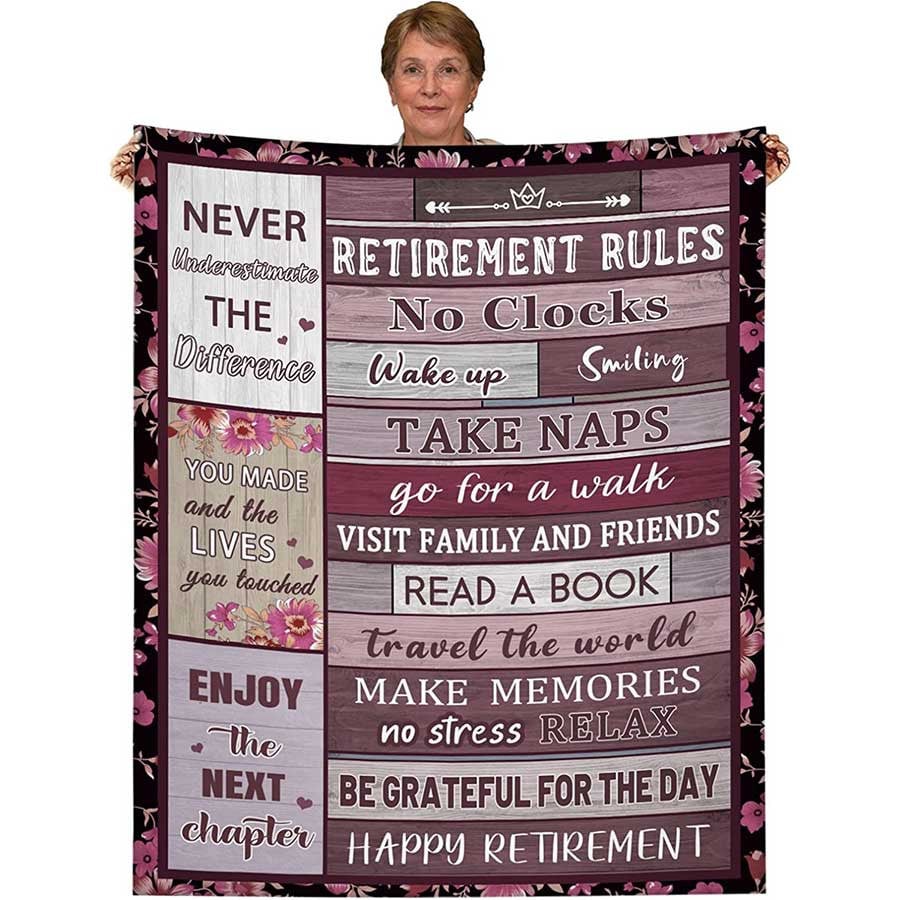 Funny Retirement Rules Throw Blanket for Retired Mother, Retirement Gift for Mom