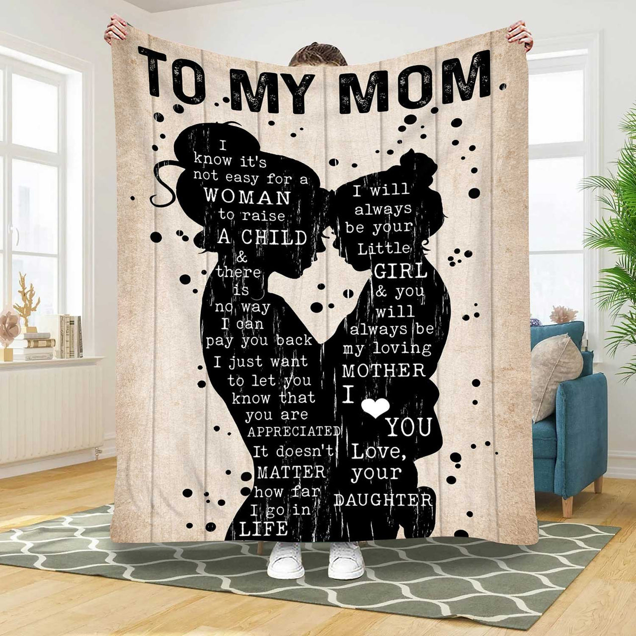 Personalized Mom Throw Blanket from Daughter, Vintage Mother Blanket for her