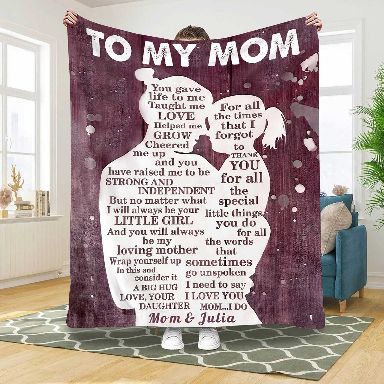 Personalized Mom Throw Blanket from Daughter, Vintage Mother Blanket for her