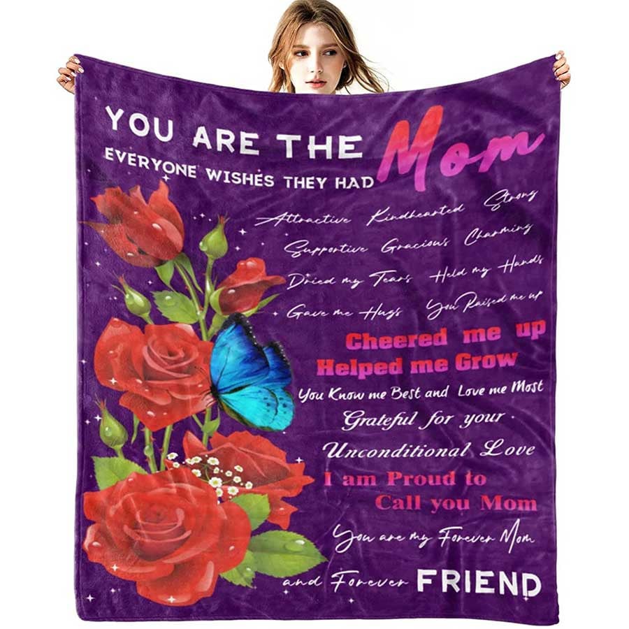 Custom Rose To my Mom Throw Blanket, Gift from Daughter - You are so much of me Fleece Blanket