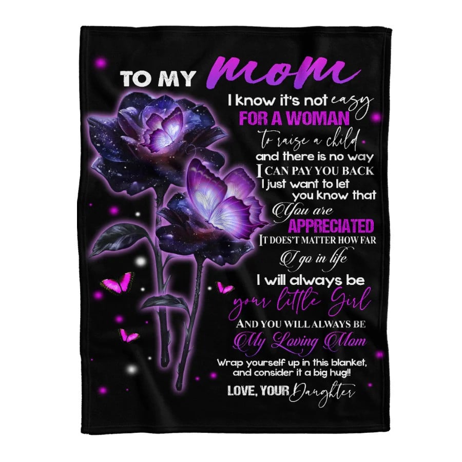 Custom Rose To my Mom Throw Blanket, Gift from Daughter - You are so much of me Fleece Blanket