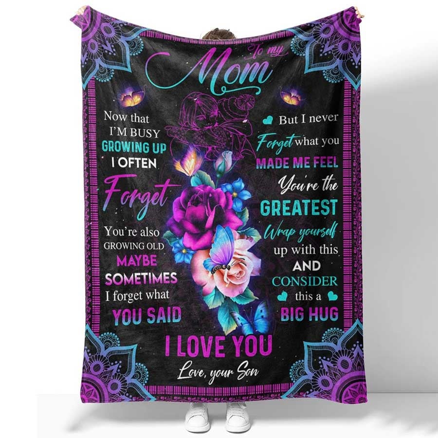 Custom Rose Mom and Son Throw Blanket, Gift from Son - You are my best friend Fleece Blanket