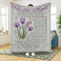 Thumbnail for Personalized Tulip Mom Blanket, I will always love you, Gift from Son to Mom Fleece Blanket, Sherpa Blanket