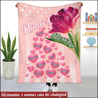 Thumbnail for Mom's Blessings Tulip with Hearts Son and Daughter Names Throw Blanket