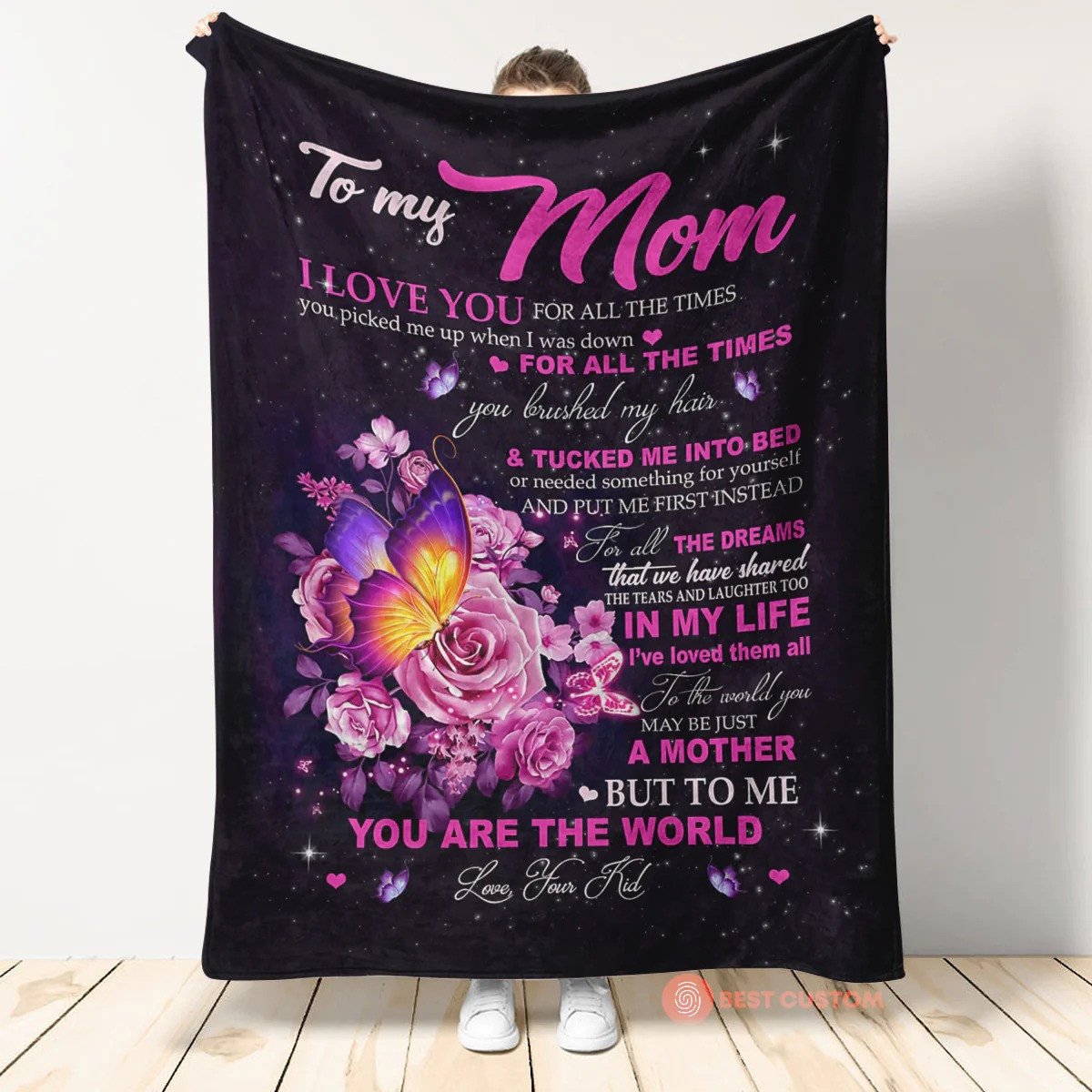 Personalized Peony Flowers Mom Blanket, I love you forever and always Blanket, Gift from Daughter