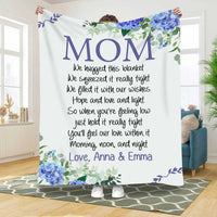 Thumbnail for Personalized Hydrangeas Blanket for Mom, We hugged this Blanket, Gift from Daughter and Son