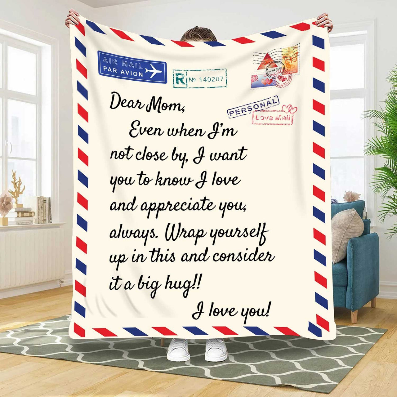 Personalized Creative Letter Blanket to Mom, Gift from Daughter - Long Distance Throw Blanket