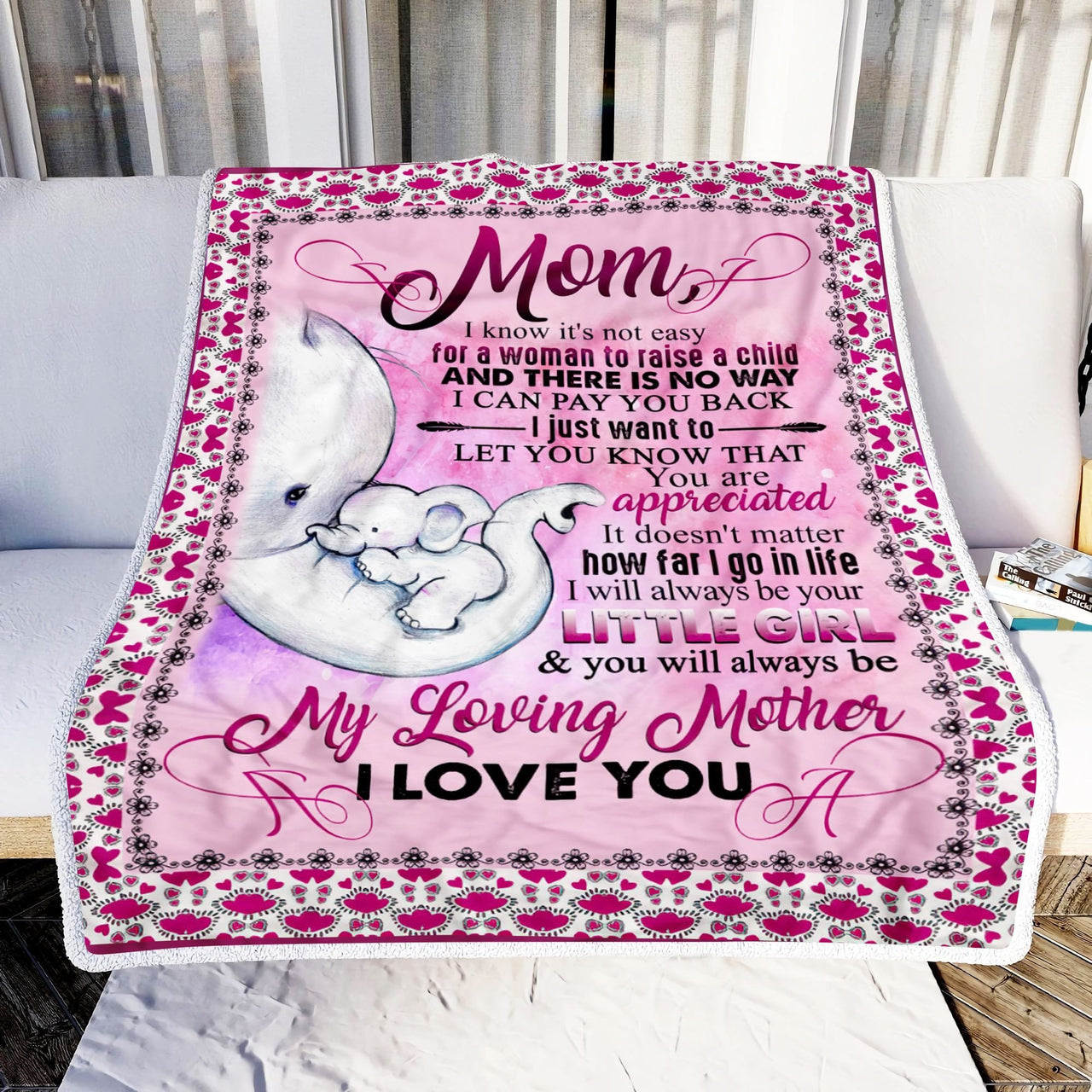 To My Loving Mom Elephants You Are The World Gift From Daughter Fleece Blanket Gift
