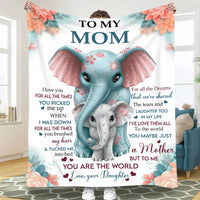 Thumbnail for Personalized Elephant Mom Blanket, Gift from Daughter, You are the world Elephant Throw Blanket