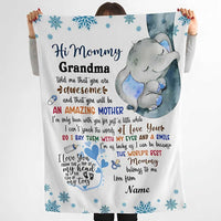 Thumbnail for Personalized Funny Elephant First Mother Day Baby Boy Blanket, Gift for New Mom