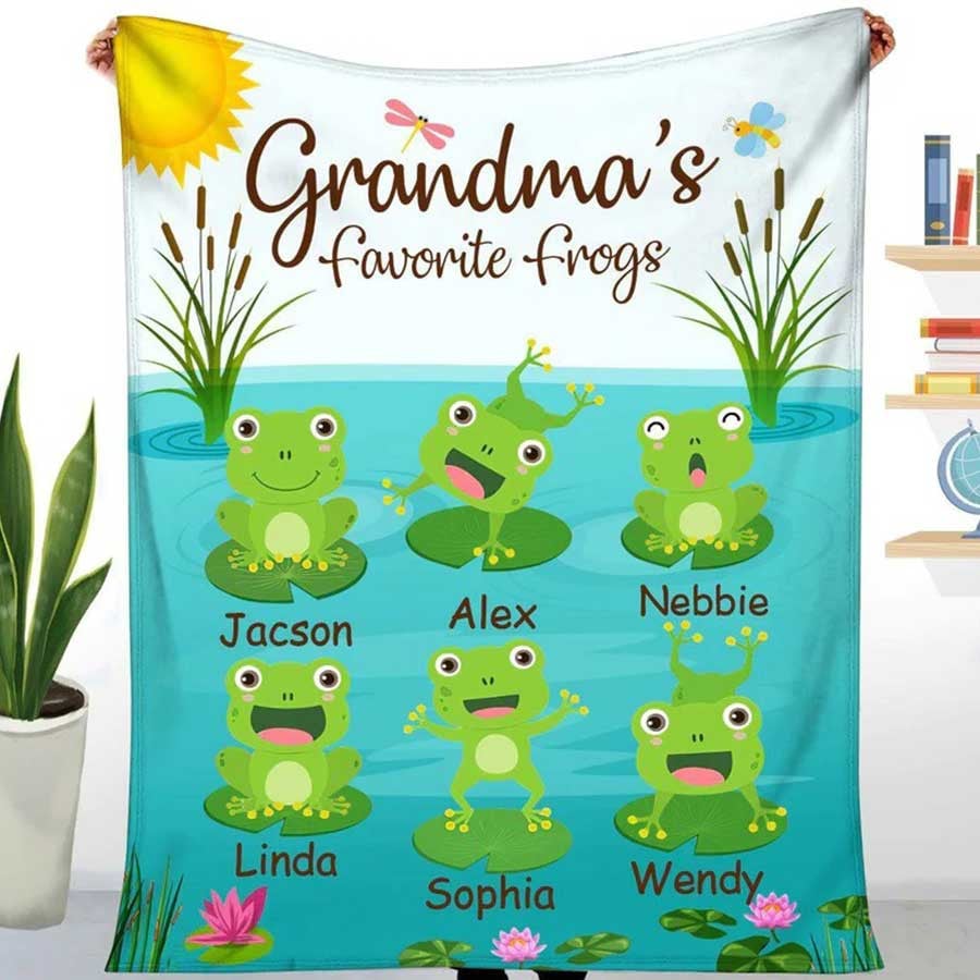 Personalized Grandma's Favorite Frogs Throw Blanket for Frog Lovers