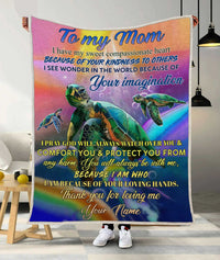Thumbnail for Turtle Mom Blanket, Gift for Mother Turtle Loves, Custom Name Gift from Daughter