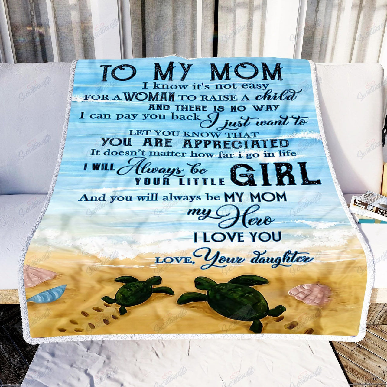 Personalized Turtle Mom Blanket, You are the world Turtle Mom Throw Blanket, Gift from Daughter